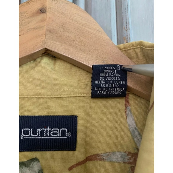 Puritan Vintage Yellow Hawaiian Camp Shirt Sz L - Picture 5 of 7